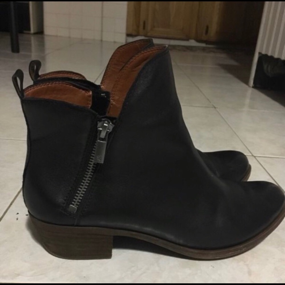 Lucky Brand black flat leather booties